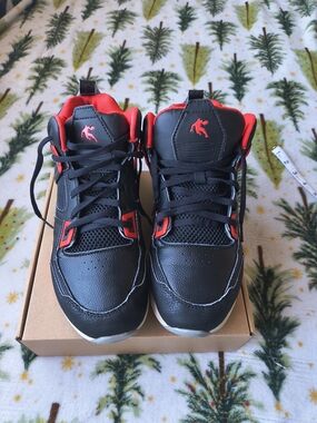 For Children Size 6 And1 Kids Black and Red High-Top Sneakers